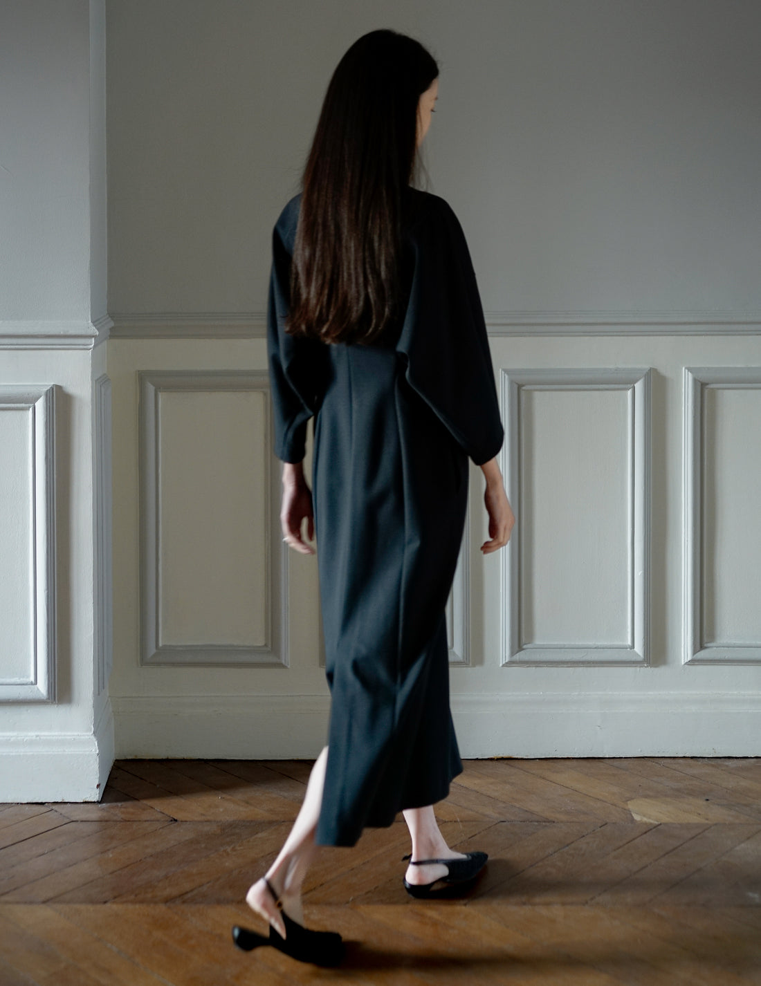 MAME KUROGOUCHI | Double Jersey I-Line Dress・Black