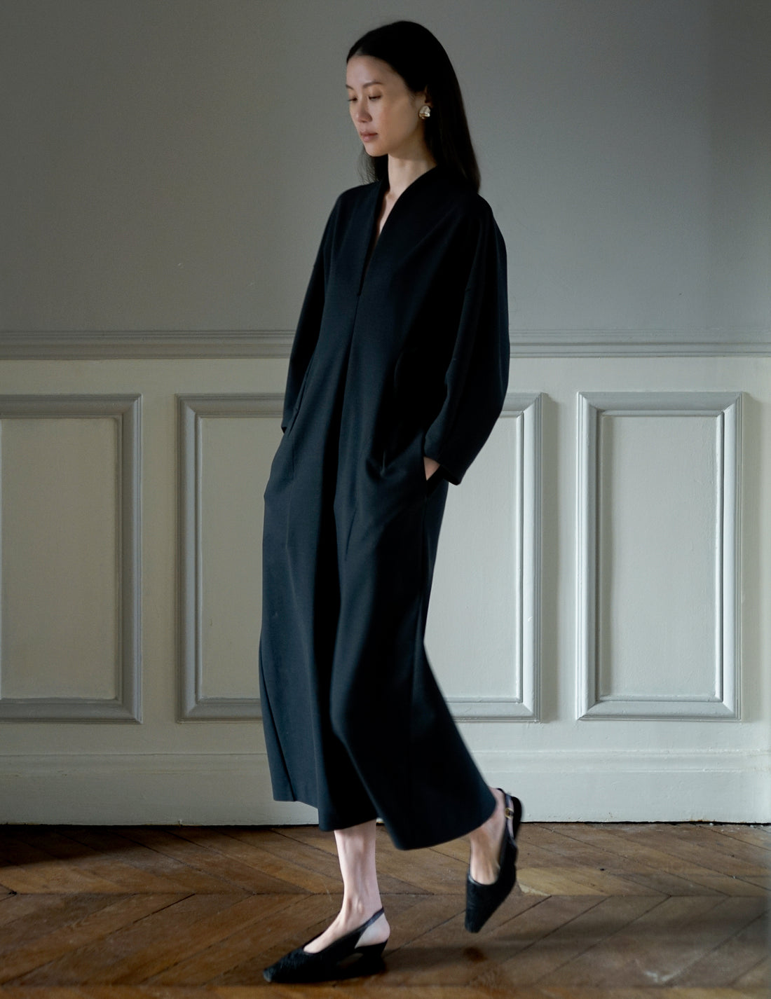 MAME KUROGOUCHI | Double Jersey I-Line Dress・Black