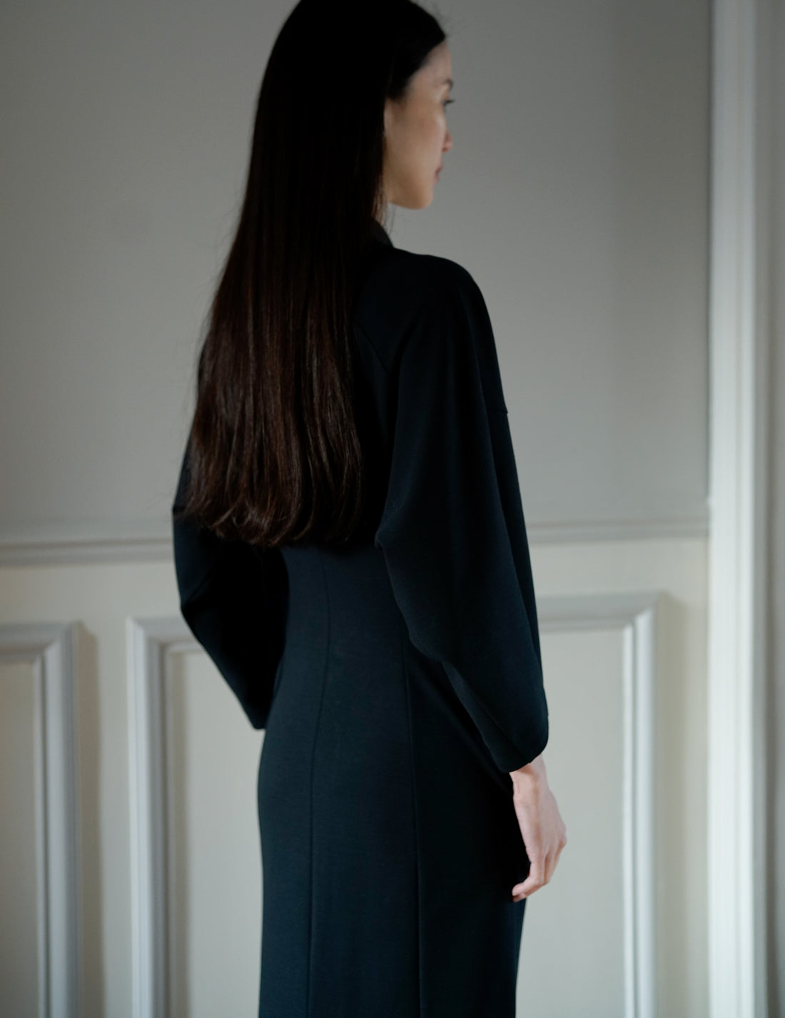 MAME KUROGOUCHI | Double Jersey I-Line Dress・Black