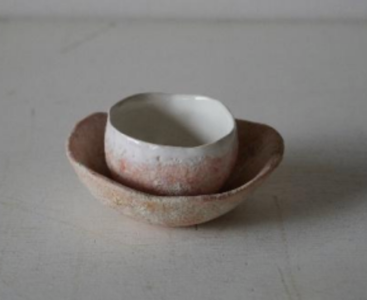 Akari Karugane - cup and saucer - pink
