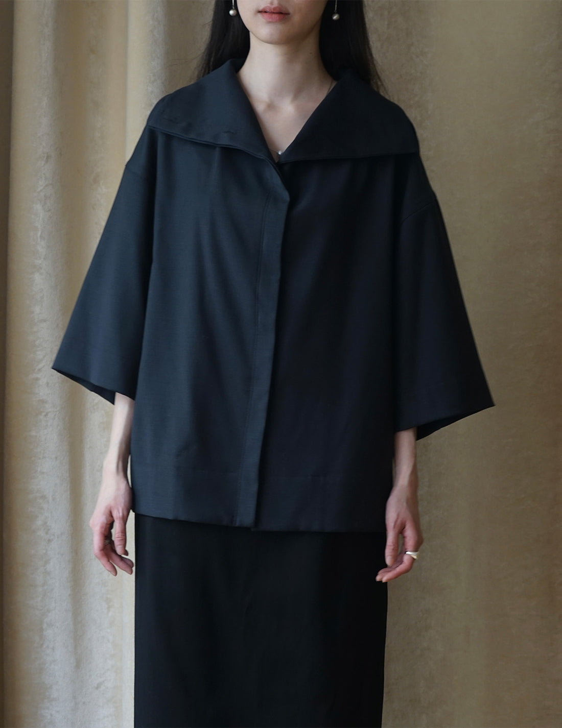 Haut à col roulé et manches mi-longues - Bleu marine