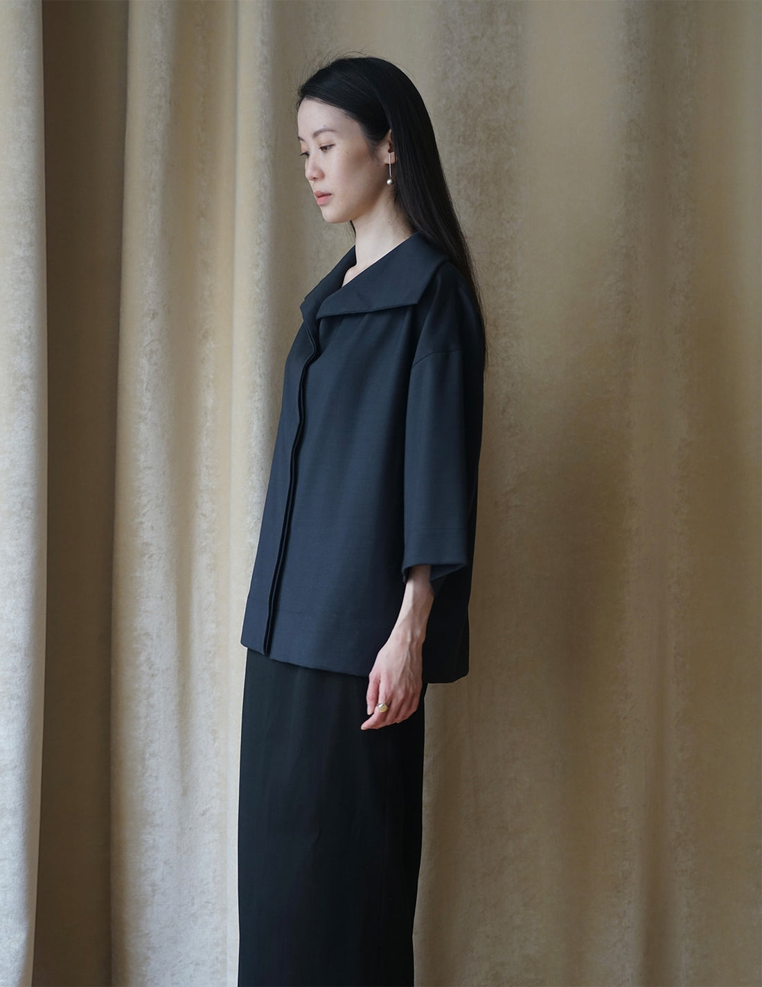 Haut à col roulé et manches mi-longues - Bleu marine