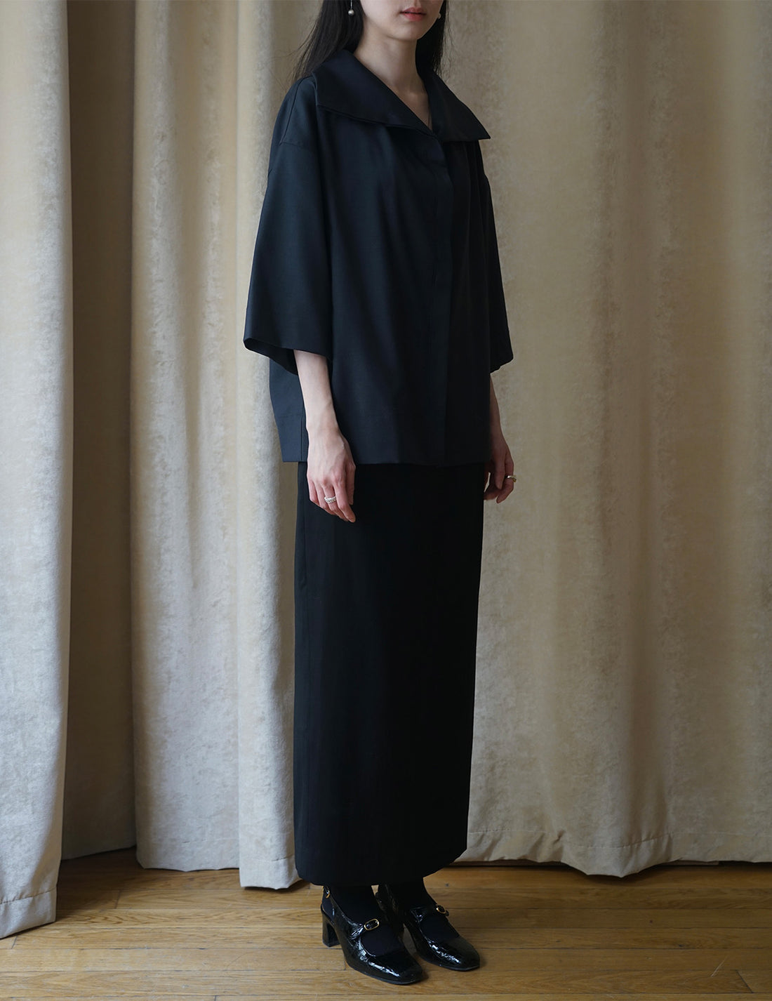 Haut à col roulé et manches mi-longues - Bleu marine