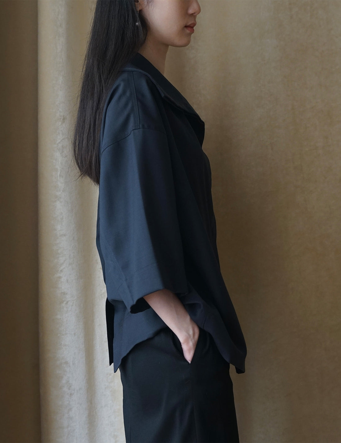 Haut à col roulé et manches mi-longues - Bleu marine