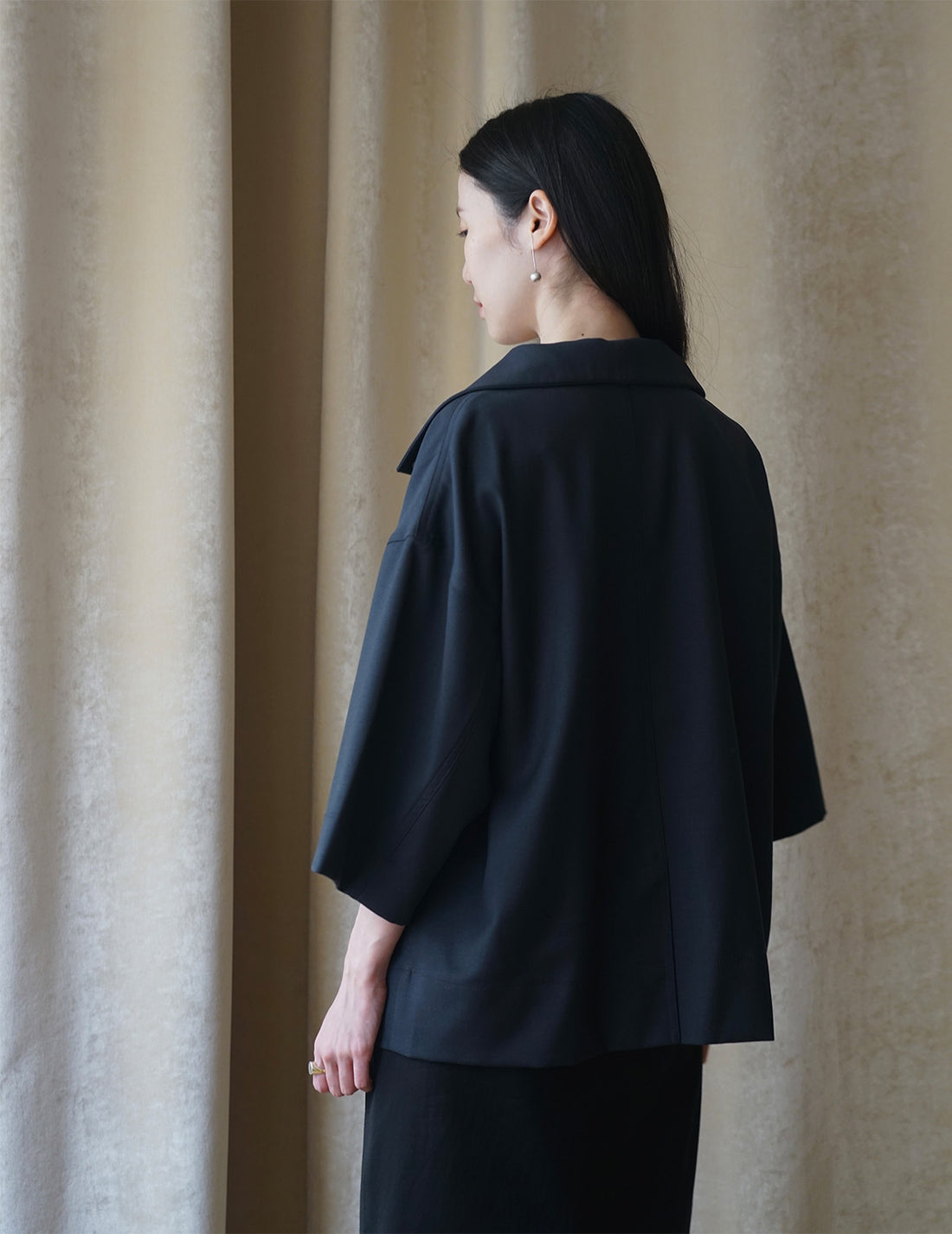 Haut à col roulé et manches mi-longues - Bleu marine