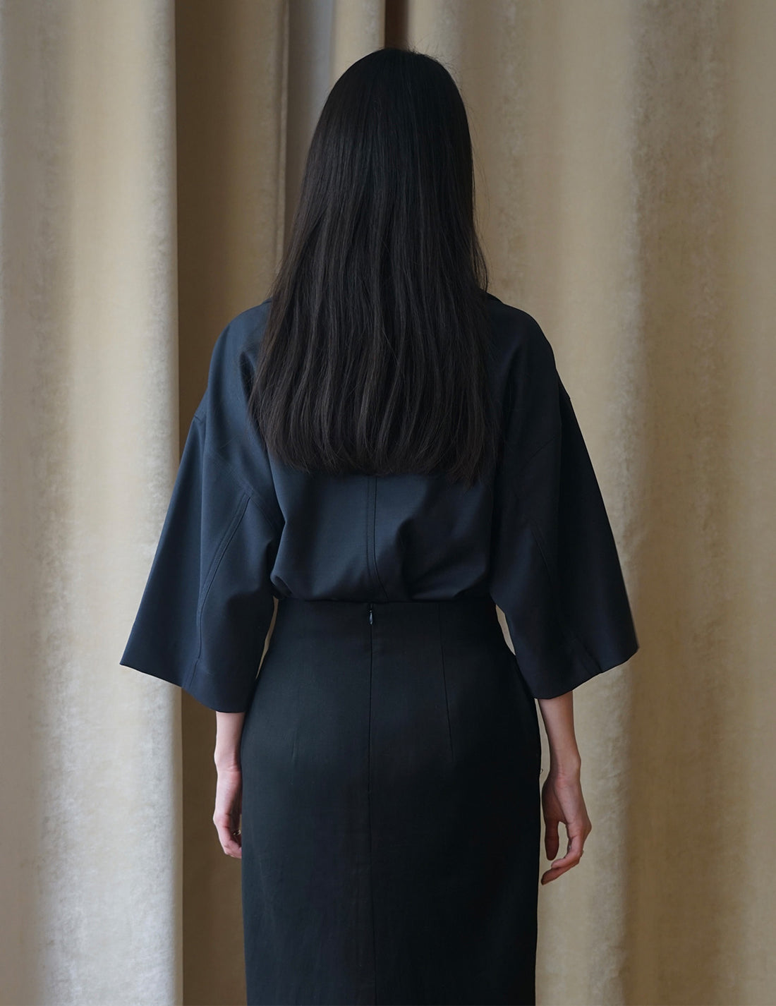 Haut à col roulé et manches mi-longues - Bleu marine