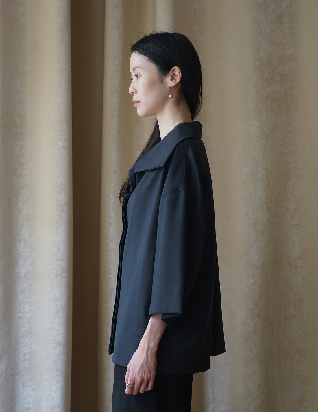 Haut à col roulé et manches mi-longues - Bleu marine