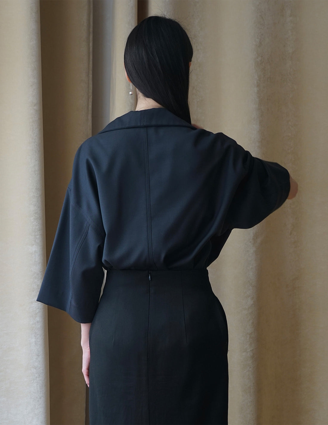 Haut à col roulé et manches mi-longues - Bleu marine