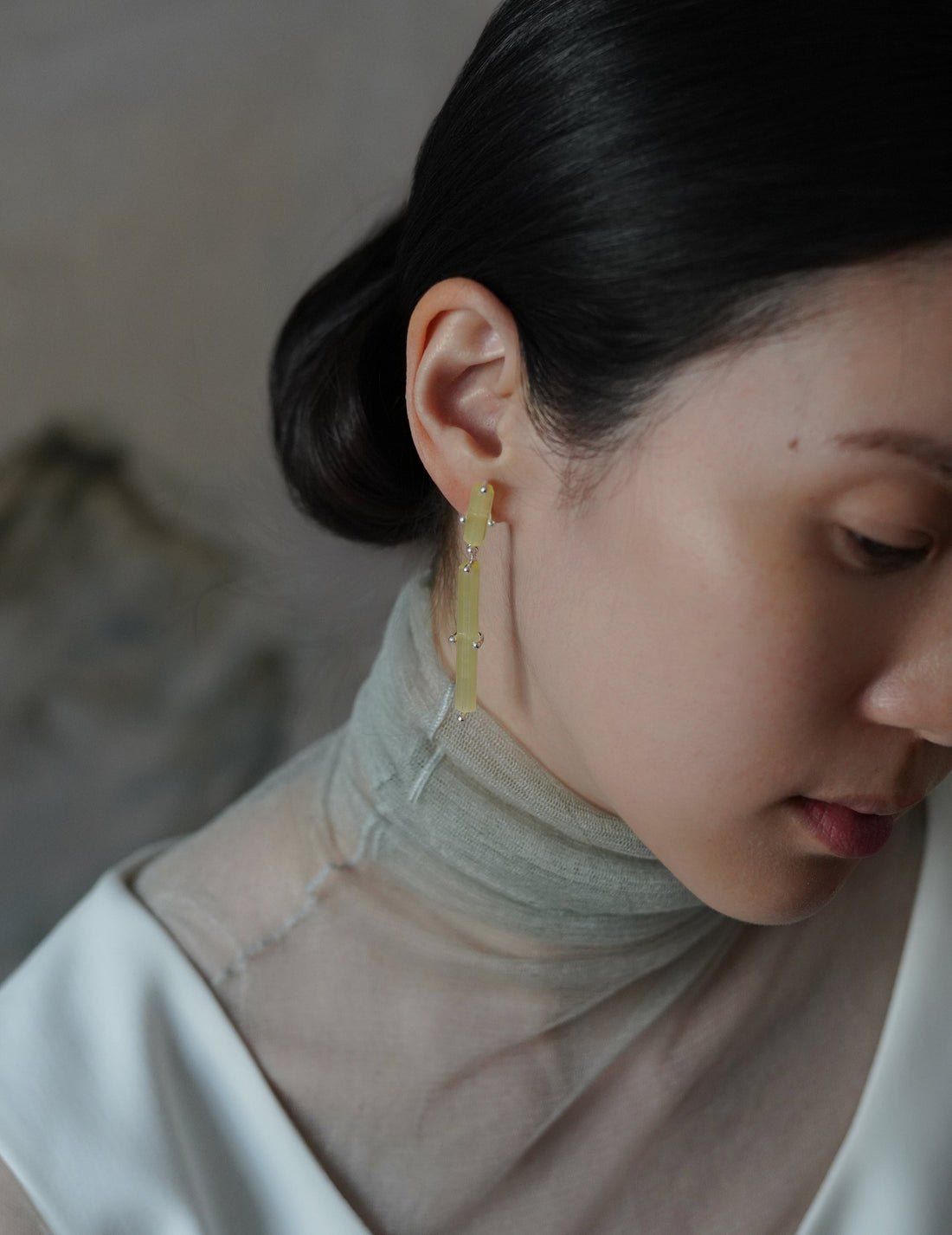 Pale Yellow Cross Earrings-Silver/Yellow-OS