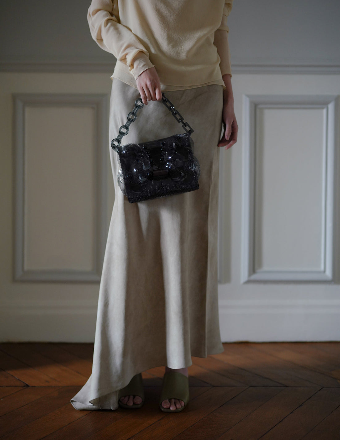 MAME KUROGOUCHI | Transparent Sculptural Mini Chain Bag・Black