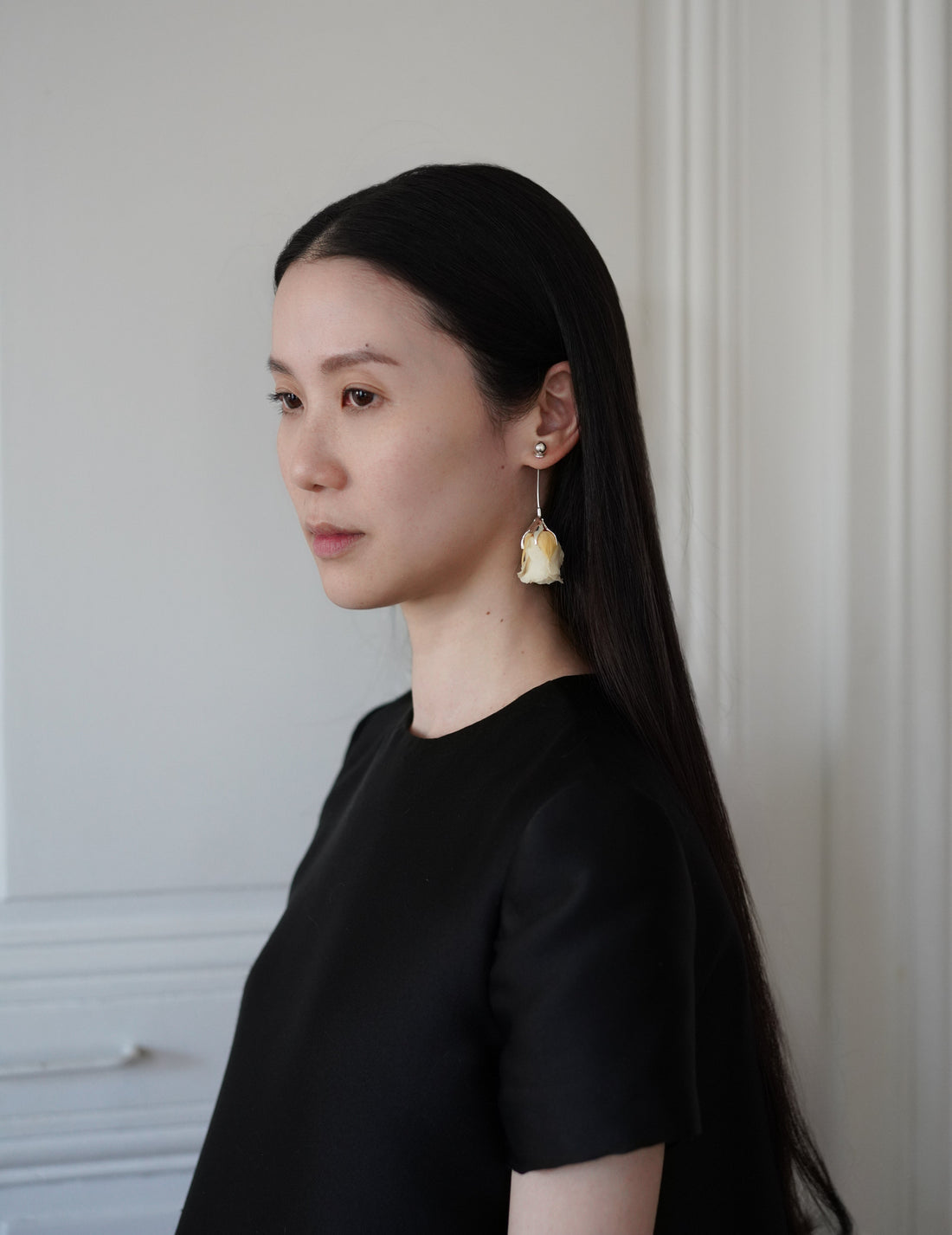 Pale Yellow Rose Earring