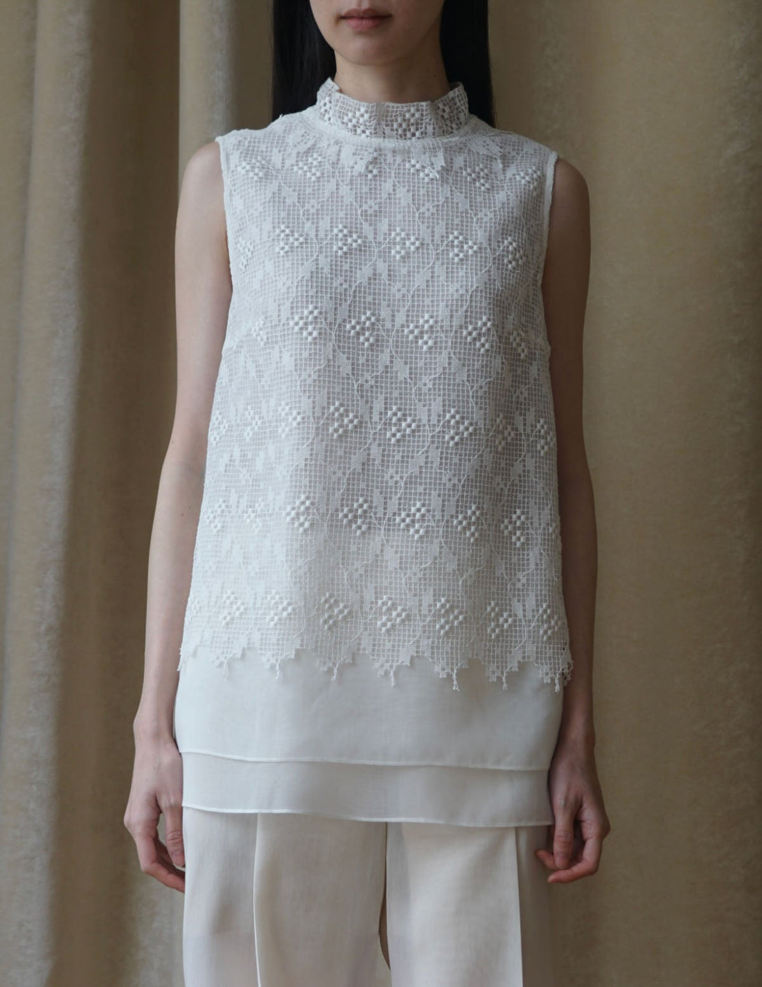 Sun Yu Hong | Triple Flower Cotton Lace Top
