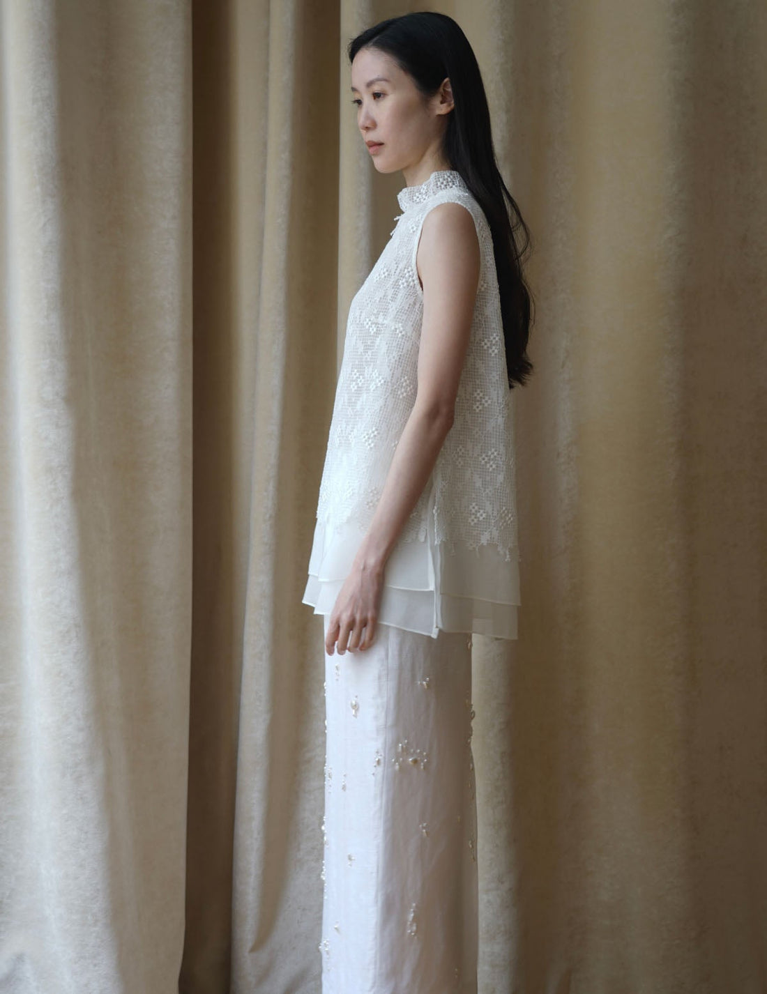 Sun Yu Hong | Triple Flower Cotton Lace Top