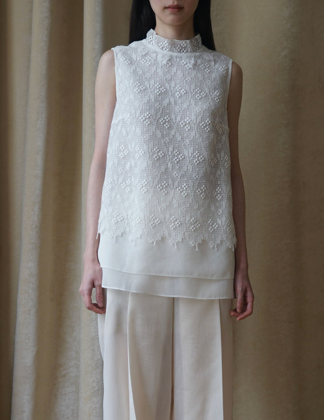 Sun Yu Hong | Triple Flower Cotton Lace Top