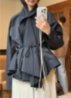 LE17SEPTEMBRE | SCARF SHORT TRENCH JACKET - Dark Navy