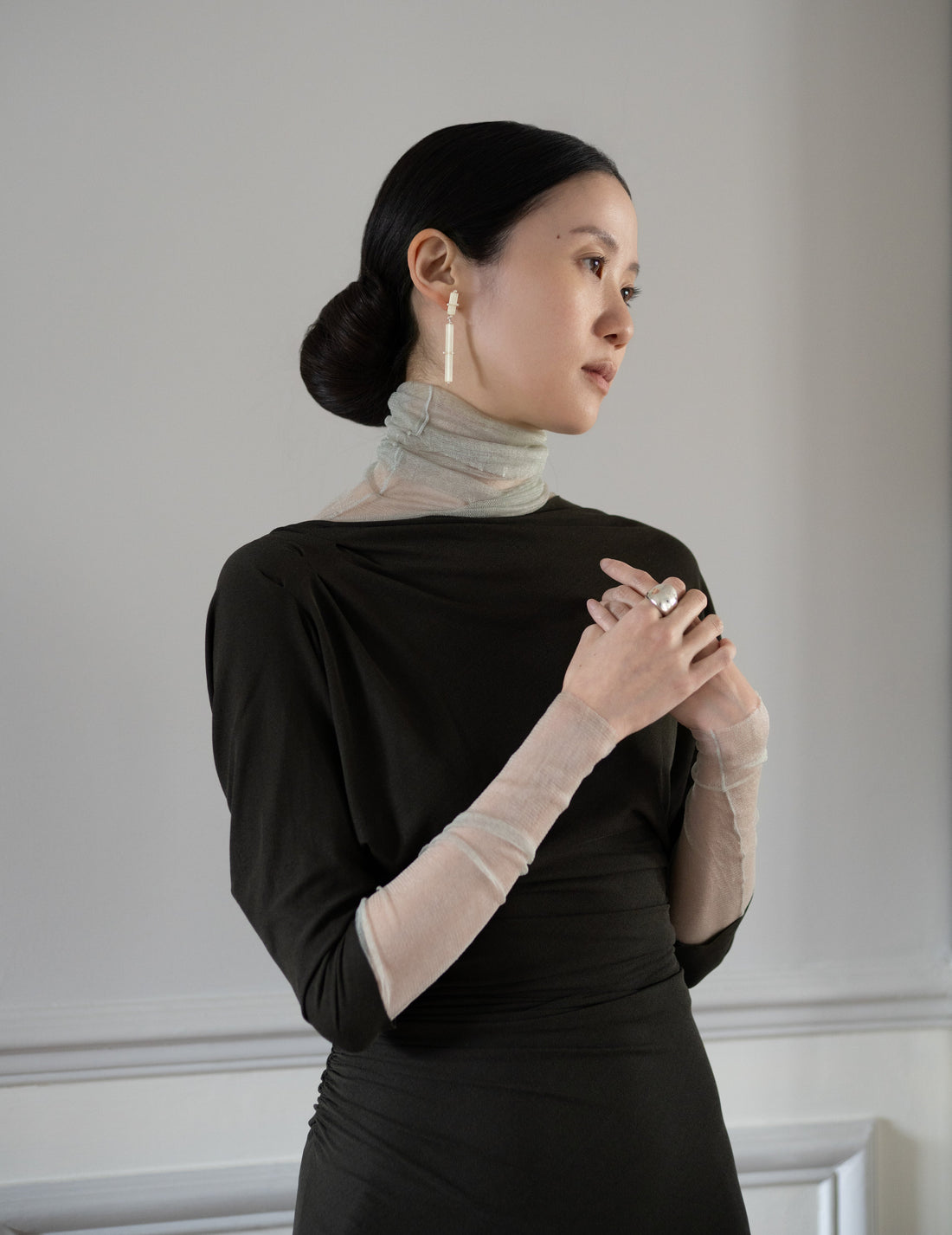 Pale Yellow Cross Earrings-Silver/Yellow-OS