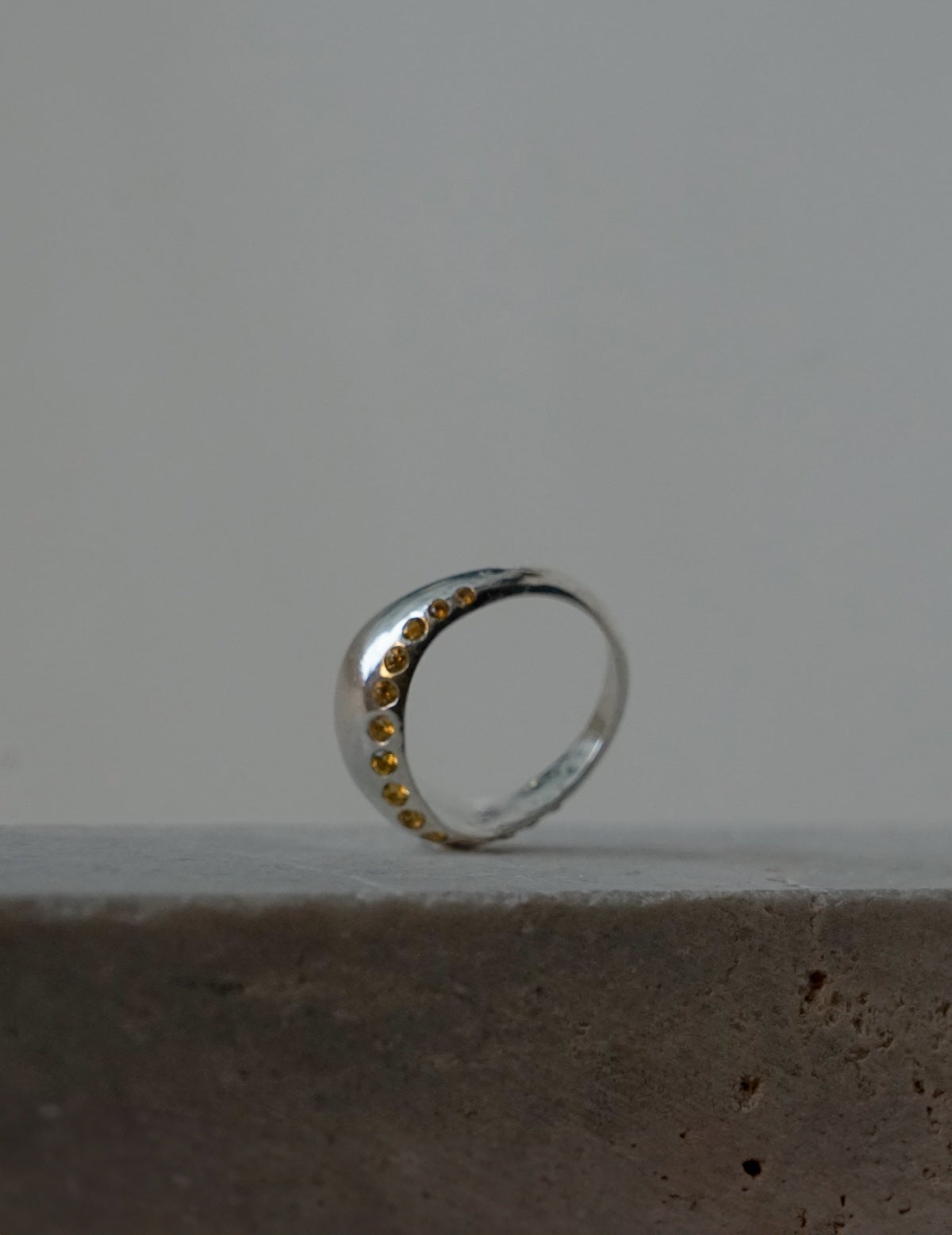 Waver Silver Yellow Sapphire Ring