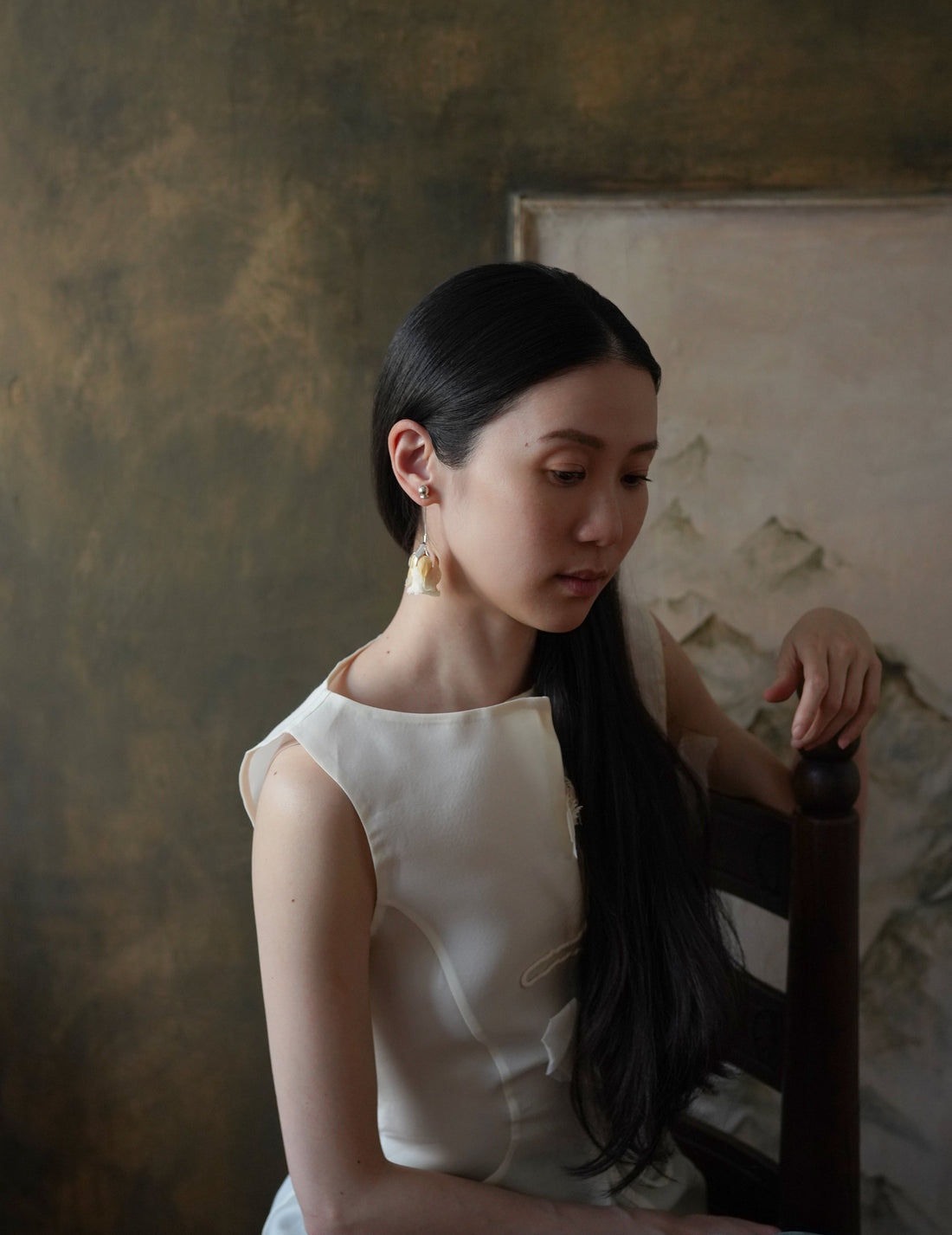 Pale Yellow Rose Earring