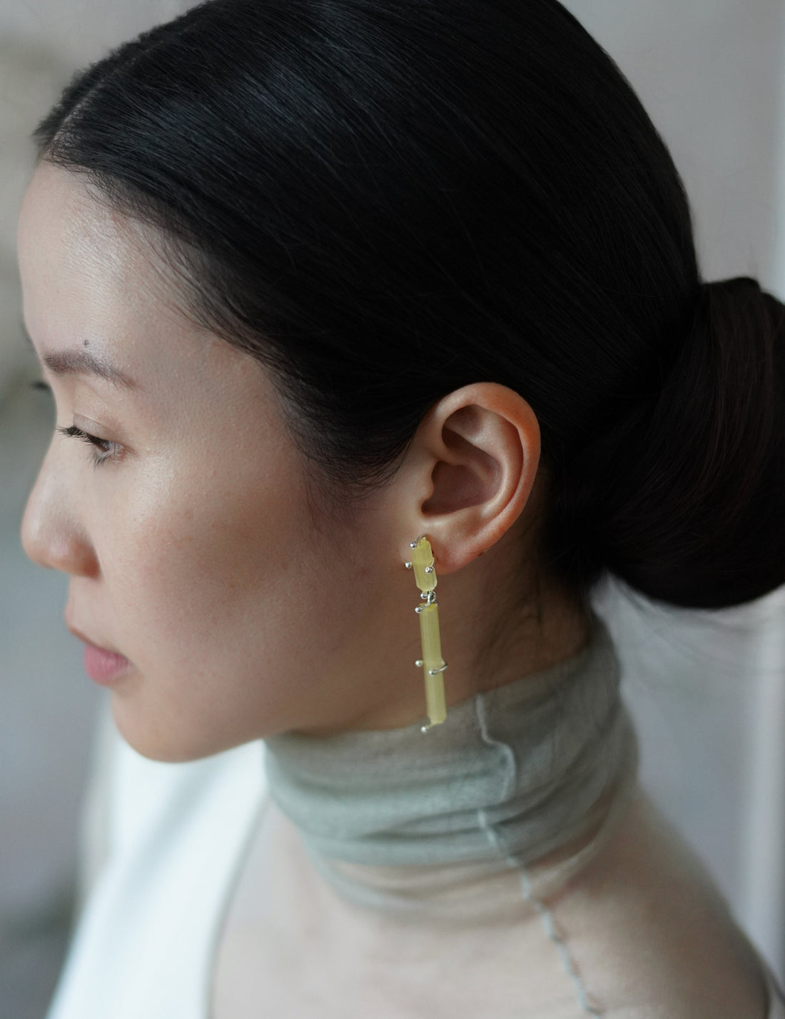 Pale Yellow Cross Earrings-Silver/Yellow-OS