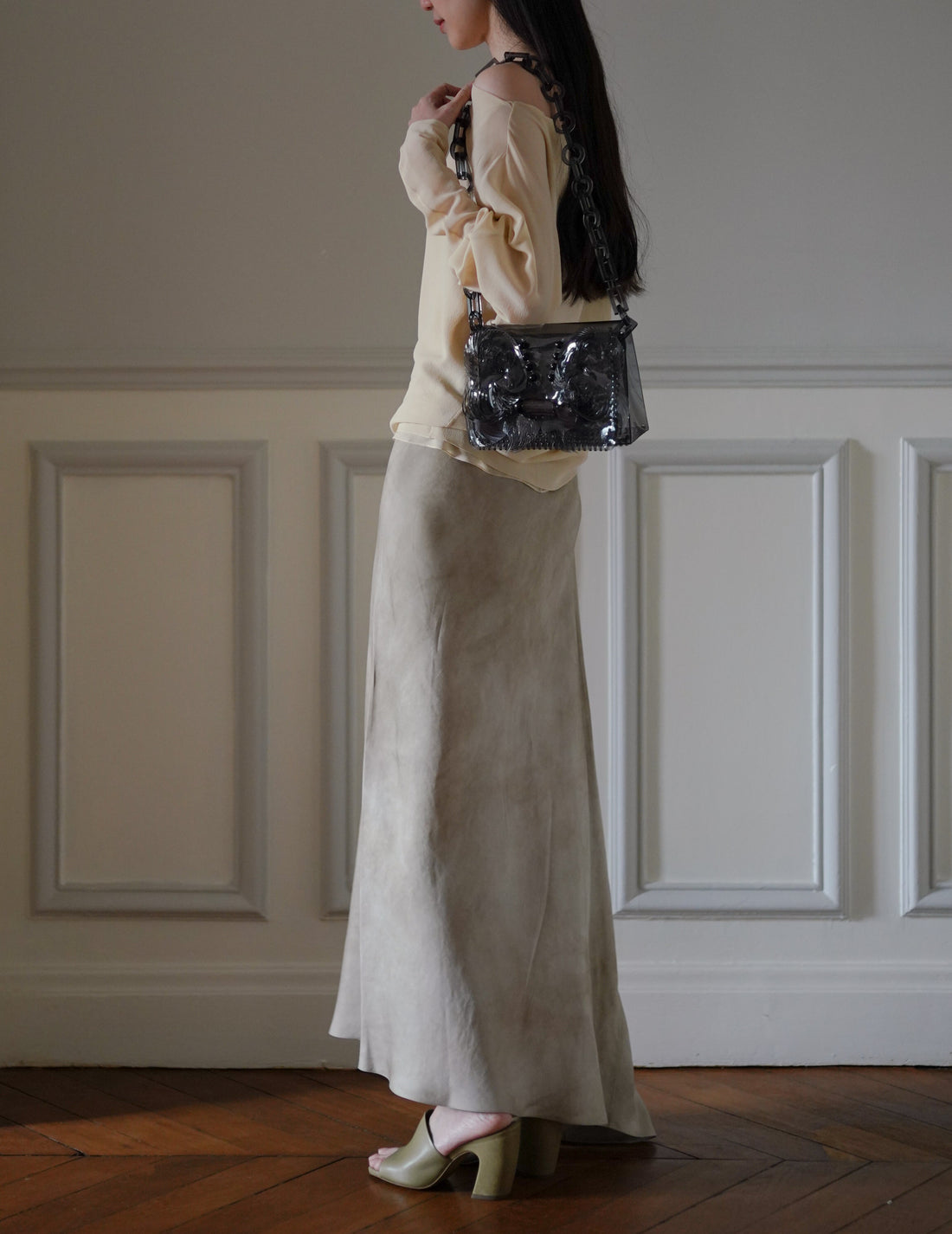 MAME KUROGOUCHI | Transparent Sculptural Mini Chain Bag・Black