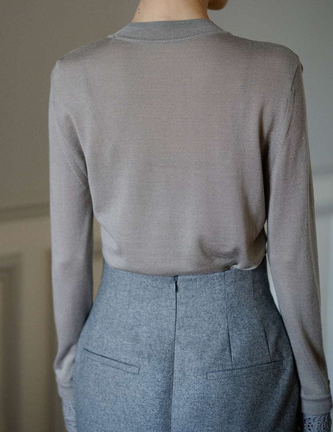 MAME KUROGOUCHI | Wool Flannel I-Line Skirt．Grey