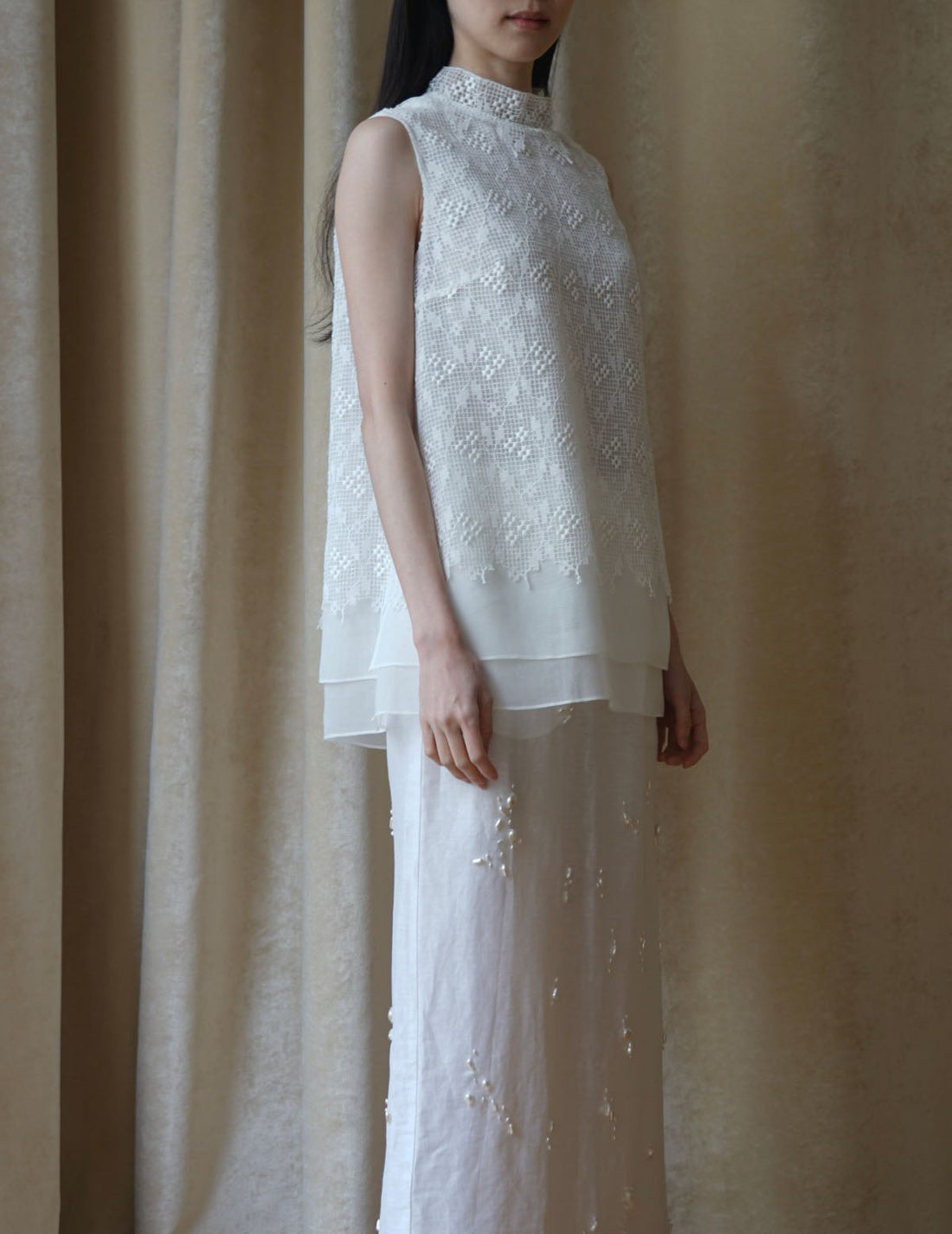 Sun Yu Hong | Triple Flower Cotton Lace Top