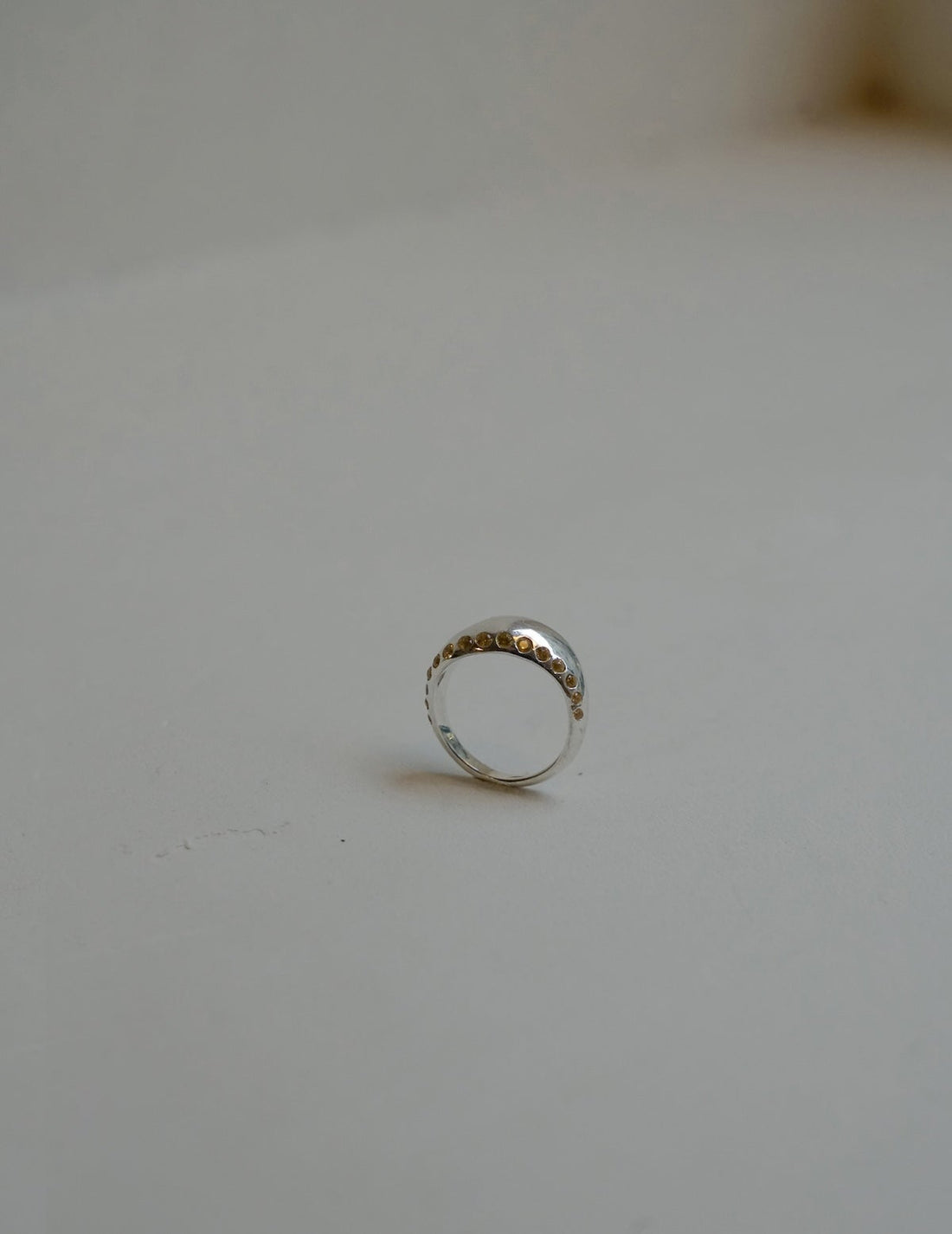 Waver Silver Yellow Sapphire Ring