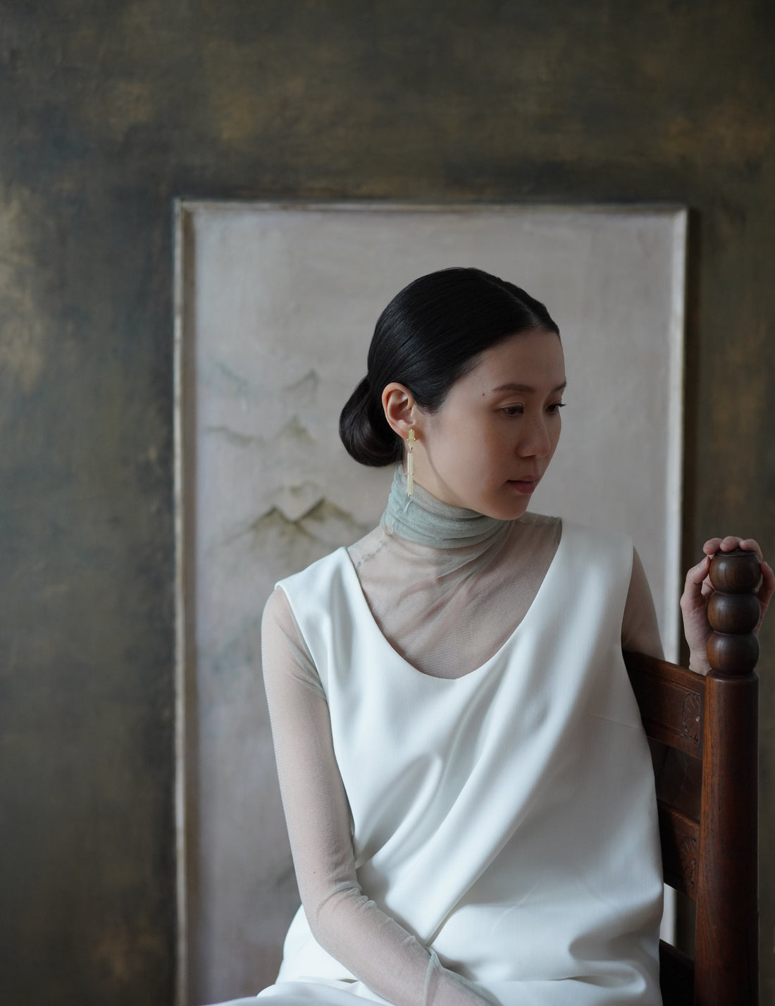 Pale Yellow Cross Earrings-Silver/Yellow-OS