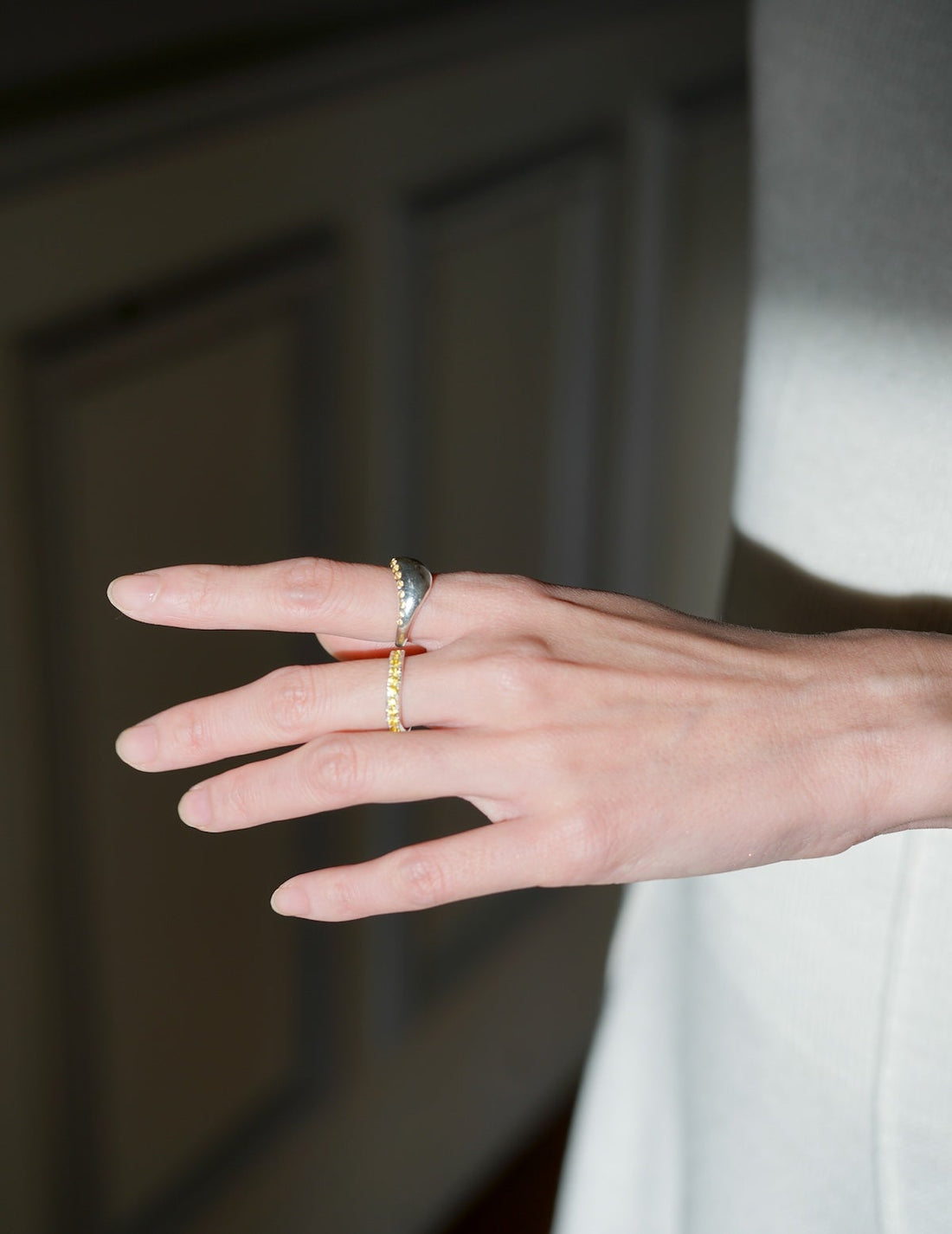 Waver Silver Yellow Sapphire Ring