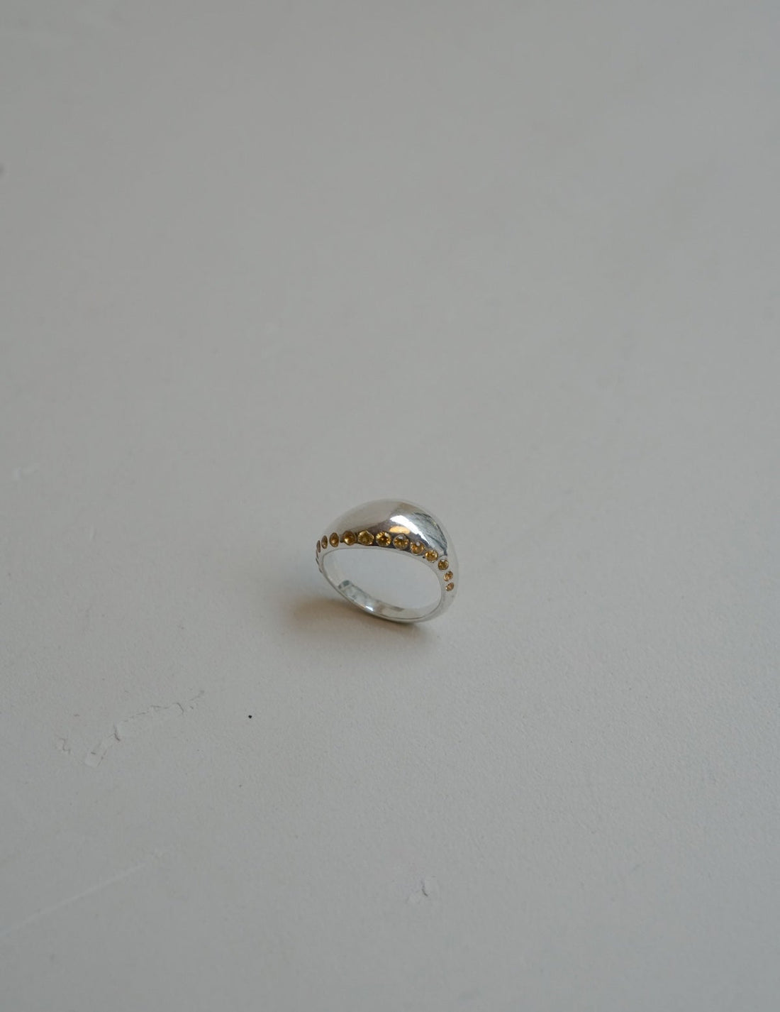 Waver Silver Yellow Sapphire Ring