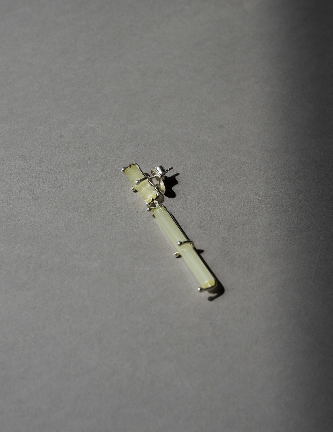 Pale Yellow Cross Earrings-Silver/Yellow-OS