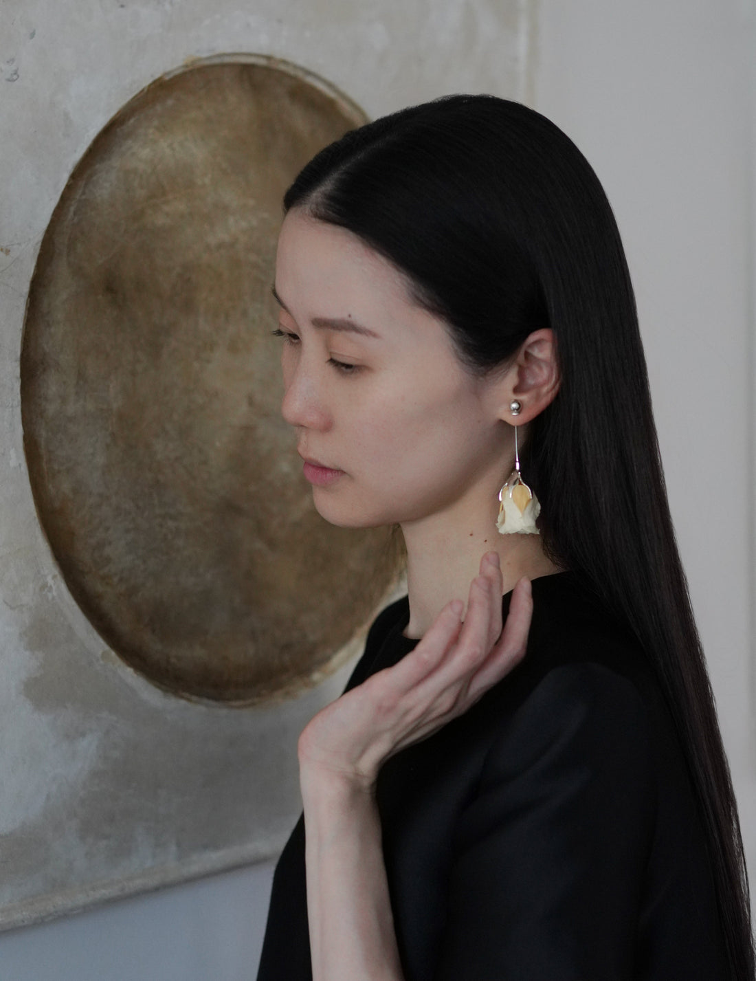 Pale Yellow Rose Earring