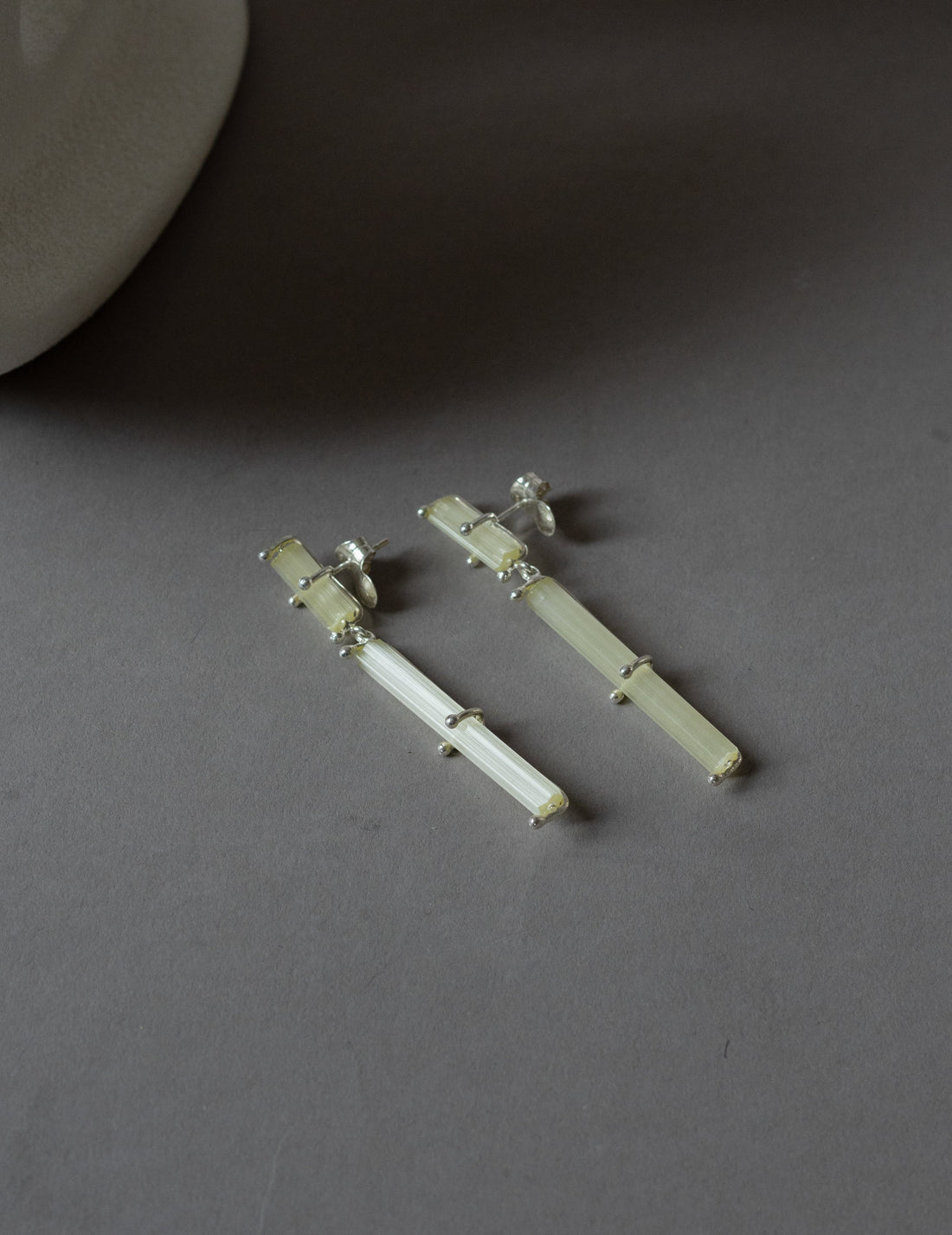 Pale Yellow Cross Earrings-Silver/Yellow-OS