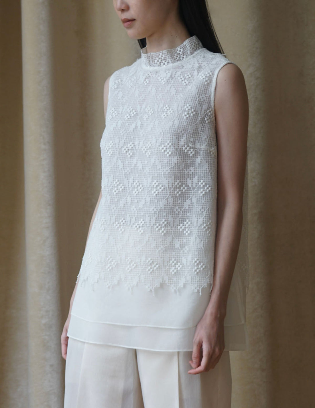 Sun Yu Hong | Triple Flower Cotton Lace Top