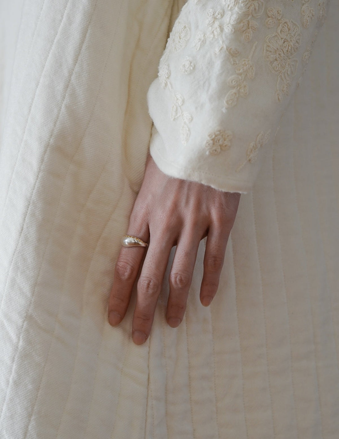 Waver Silver Yellow Sapphire Ring