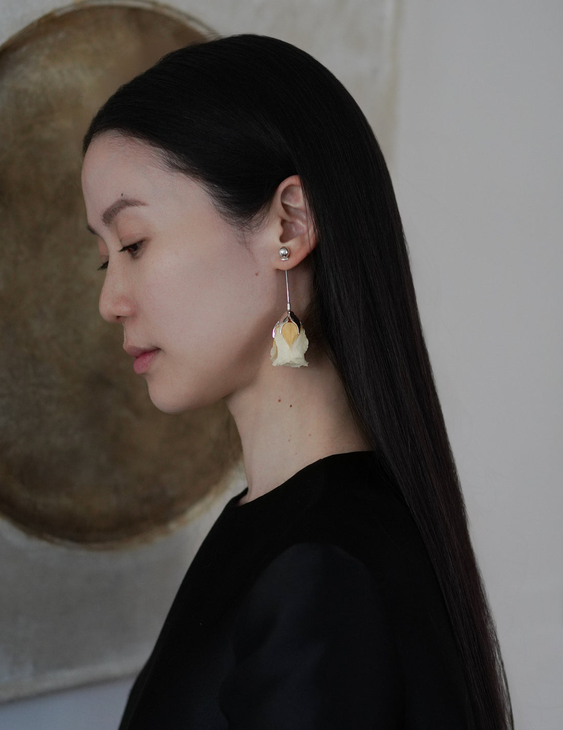 Pale Yellow Rose Earring