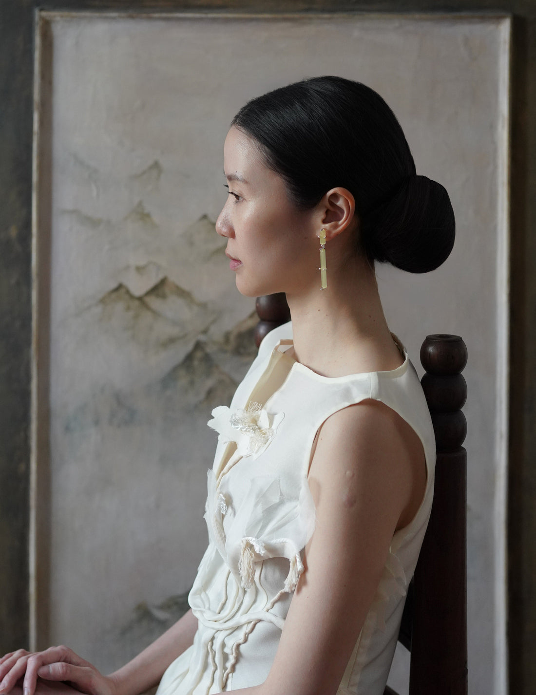 Pale Yellow Cross Earrings-Silver/Yellow-OS