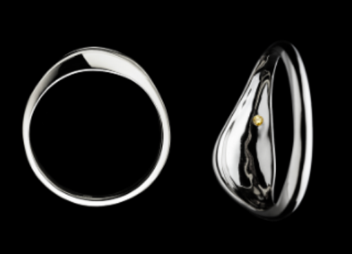 DELOS SCARF RING LARGE - Silver With Dark Red Ruby