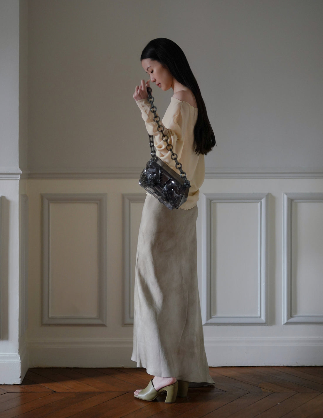 MAME KUROGOUCHI | Transparent Sculptural Mini Chain Bag・Black